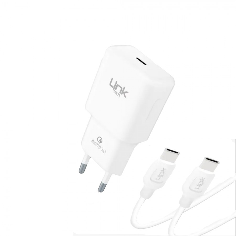 LinkTech T465e Eco 20W PD3.0 QC3.0 Type-C to Type-C Şarj Aleti Set LinkTech T465e Eco 20W PD3.0 QC3.0 Type-C to Type-C Şarj Aleti Set