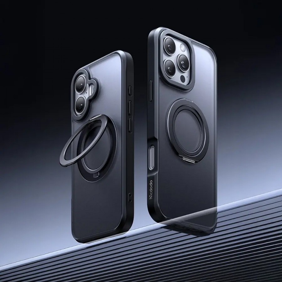 Mcdodo PC-4932 iPhone 16 Pro Kılıf Halka Standlı Kapak - Siyah 