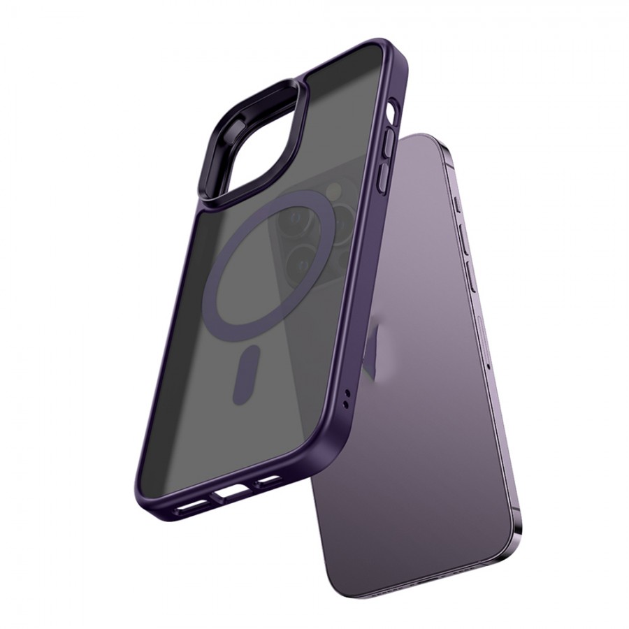 Mcdodo PC-5036 iPhone 14 Pro Kılıf Magsafe Mat Silikon Kapak - Derin Mor