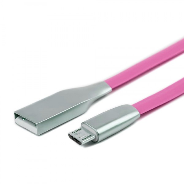 Micro USB Metal Başlık 2.4A Yassı Kablo Pembe…