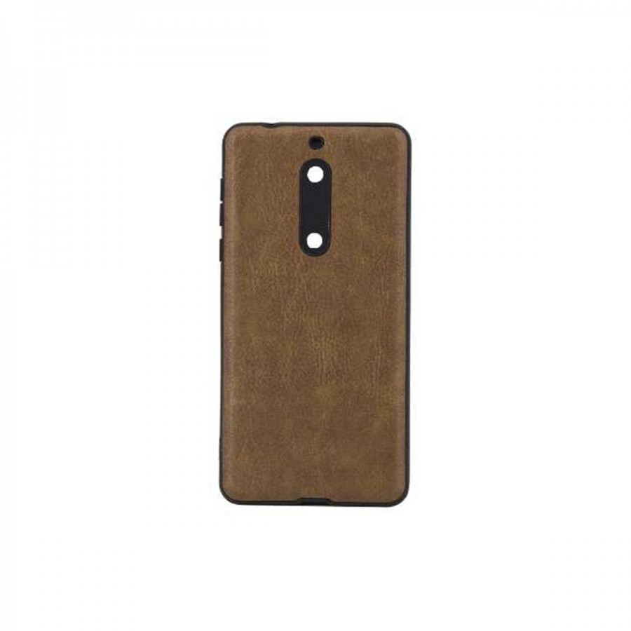 Nokia 6 360 Derece Slim Premium Deri Görünümlü Silikon Kılıf Taba