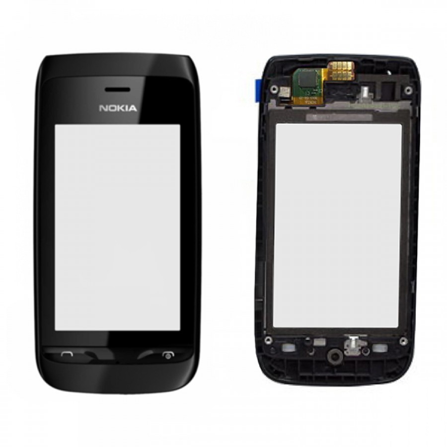 Nokia Asha 308 309 Dokunmatik Lens Ön Panel Çıtalı Ori - Siyah