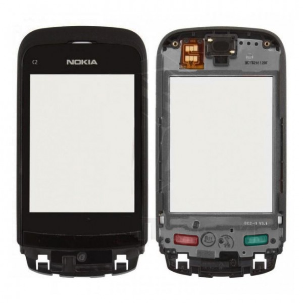 Nokia C2-06 Dokunmatik Lens Ön Panel Orj - Siyah
