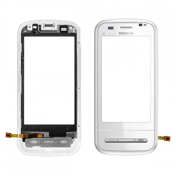 Nokia C6 (C6-00) Dokunmatik Ön Panel Çıtalı Orj - Beyaz