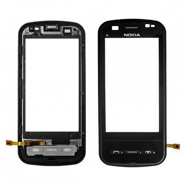 Nokia C6 (C6-00) Dokunmatik Ön Panel Çıtalı Orj - Siyah…