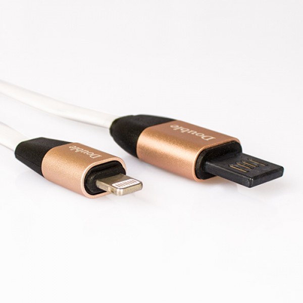 NoTech iPhone Lightning Şarj ve Data Kablosu Çift Yönlü USB 2.1A Beyaz-Gold