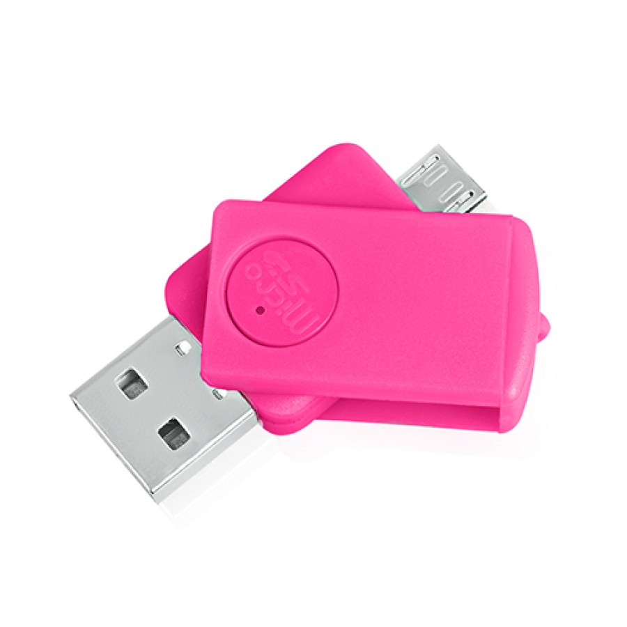NoTech Micro + USB Kart Okuyucu OTG Smart Pembe