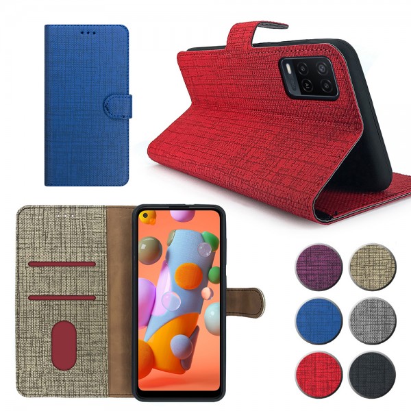 Oppo A54 Kılıf FitCase Fabric Kapaklı Cüzdanlı…