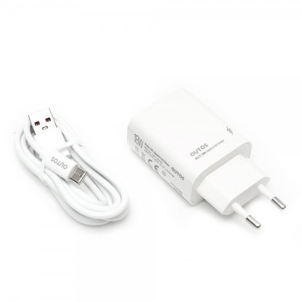 Outos C10S 18W QC3.0 3.1A USB-Type-C Kablolu Turbo Şarj Aleti Set… Outos C10S 18W QC3.0 3.1A USB-Type-C Kablolu Turbo Şarj Aleti Set…