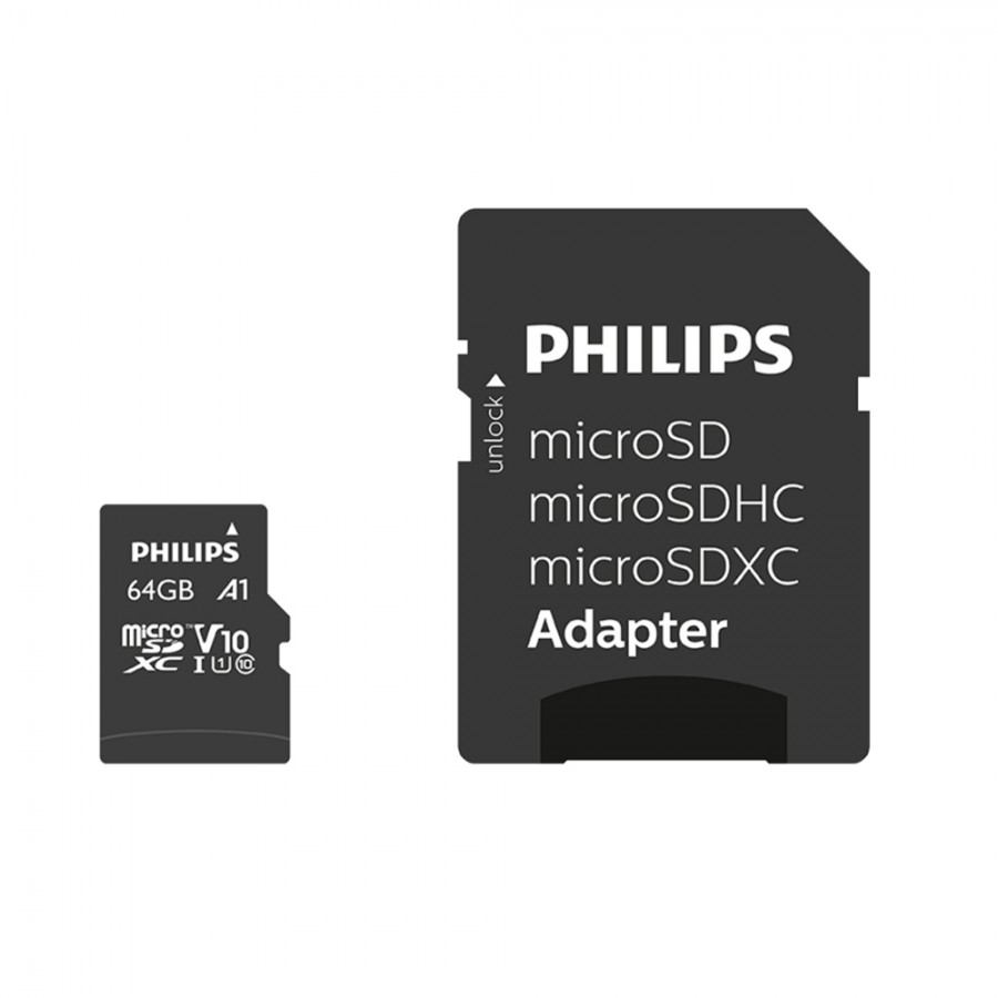 Philips 64GB Micro SDXC Class10 UHS-I U1 Adaptörlü Hafıza Kartı