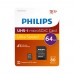 Philips 64GB Micro SDXC Class10 UHS-I U1 Adaptörlü Hafıza Kartı