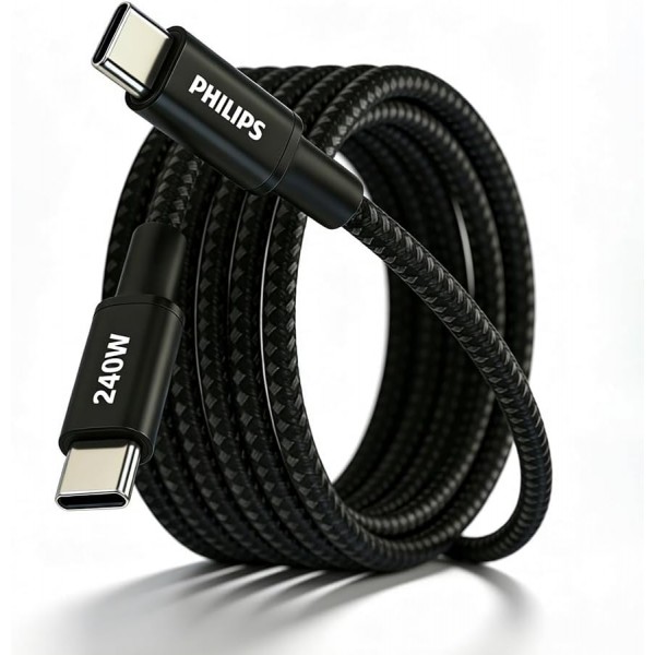 Philips DLC7060C 240W Type-C to Type-C Örgü Şarj Kablosu 2m&hellip;