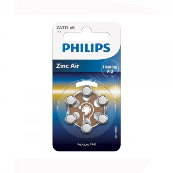 Philips ZA312 x6 İşitme Cihazı 1.4V Pil 6lı Paket 12 Numara…