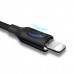 Rock Lightning Data/Şarj Kablosu Led Işıklı 1mt 2.1A (Akıllı Otomatik Bağlantı Kesme Patentli)