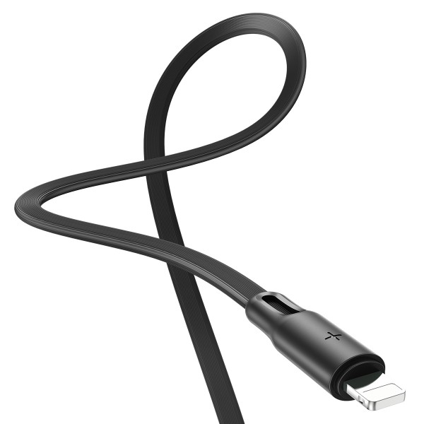 Rock S1 Lightning Şarj ve Data Kablosu Flat Yassı 1mt 2.4A Siyah