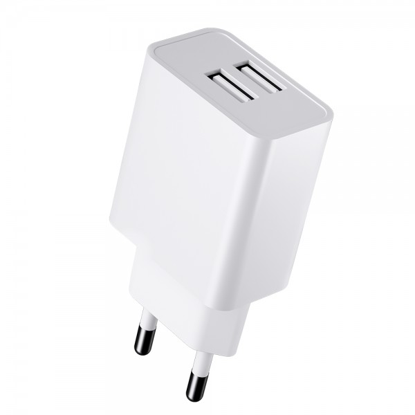 Rock Space T29 Hızlı Şarj Adaptörü Çift USB Çıkışlı 2.4A Şarj Cihazı Beyaz