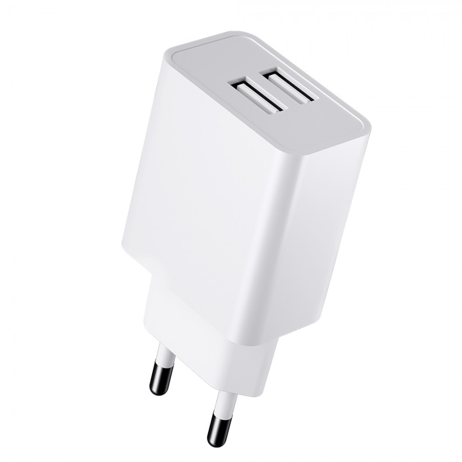 Rock Space T29 Hızlı Şarj Adaptörü Çift USB Çıkışlı 2.4A Şarj Cihazı Beyaz