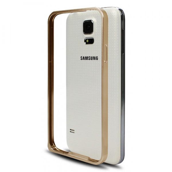 Samsung G900FQ S5 Bumper Çerçeve Kılıf Gold…