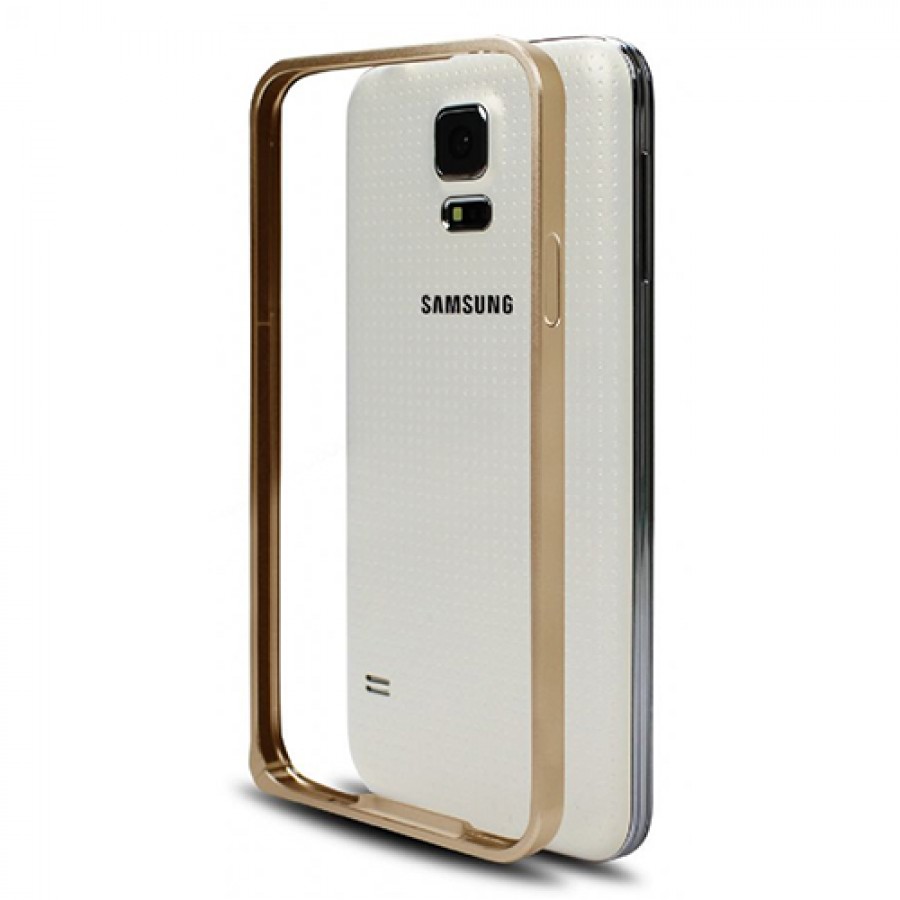 Samsung G900FQ S5 Bumper Çerçeve Kılıf Gold