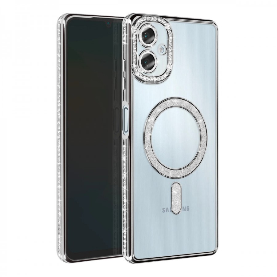 Samsung Galaxy A06 Kılıf Joke Seri Magsafe Özellikli Taşlı Simli Silikon Kapak