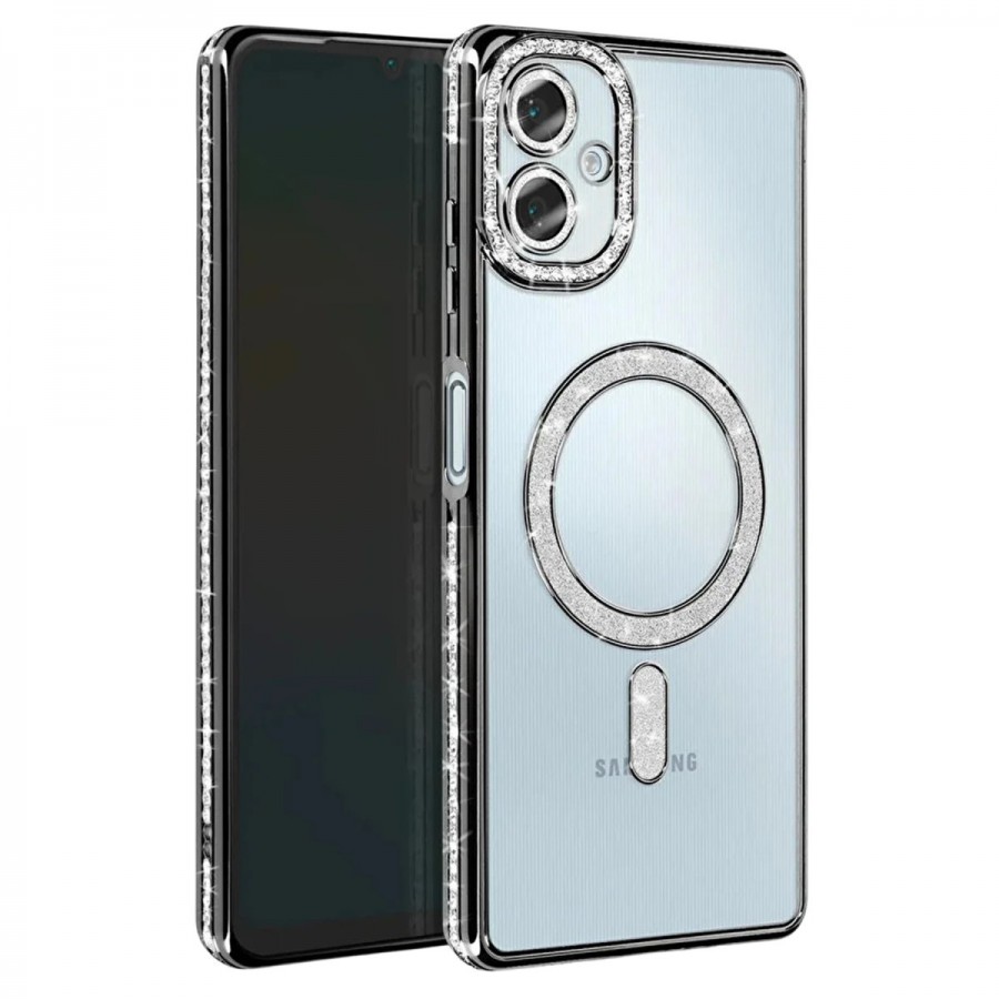 Samsung Galaxy A07 Kılıf Joke Seri Magsafe Özellikli Taşlı Simli Silikon Kapak