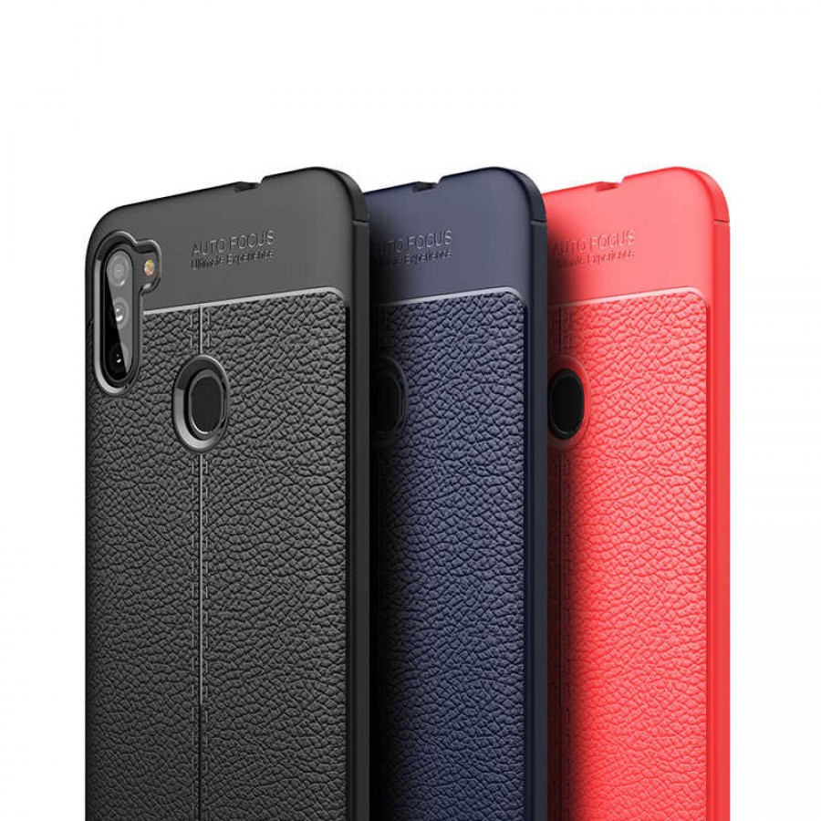 Samsung Galaxy A11 (A115) Kılıf Focus Deri Desen Silikon Arka Kapak