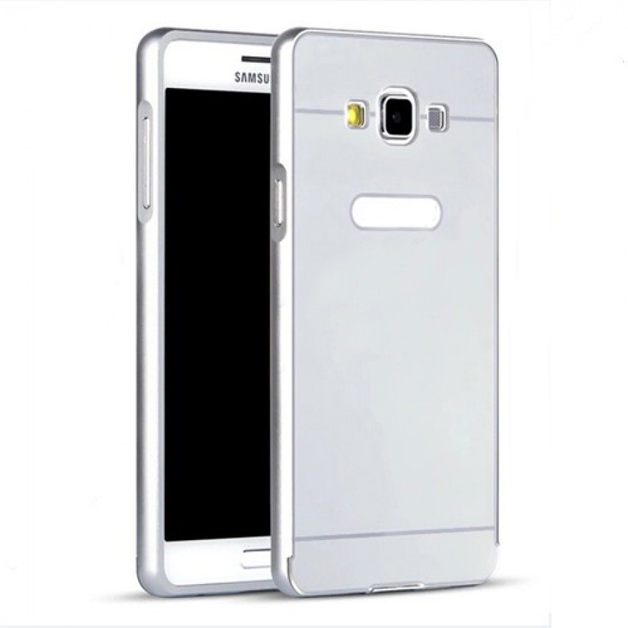 Samsung Galaxy A3 0,7 mm Metal Bumper Arka Koruma Kapaklı Gri