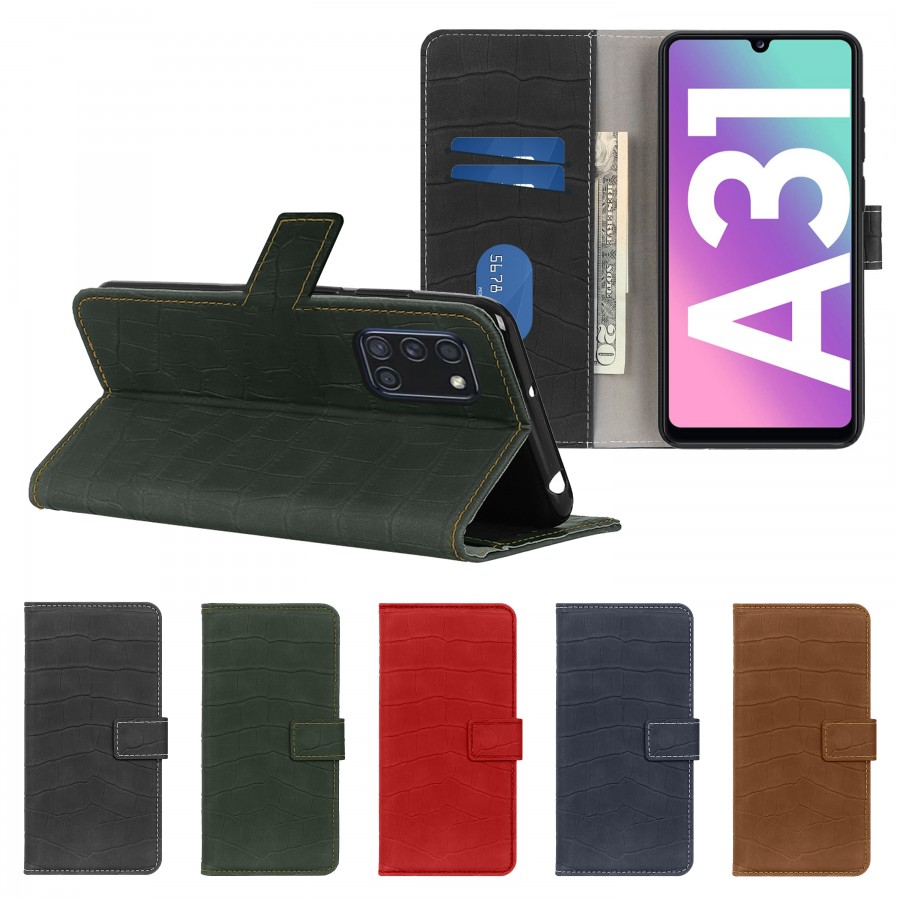 Samsung Galaxy A31 (A315) Kılıf Kroko Desen Kapaklı Cüzdanlı