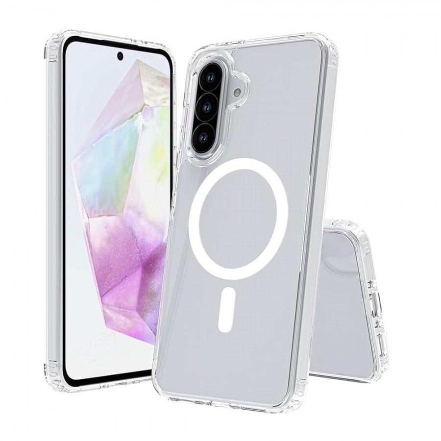 Samsung Galaxy A56 Kılıf Magsafe Özellikli Şeffaf Silikon Kapak Samsung Galaxy A56 Kılıf Magsafe Özellikli Şeffaf Silikon Kapak