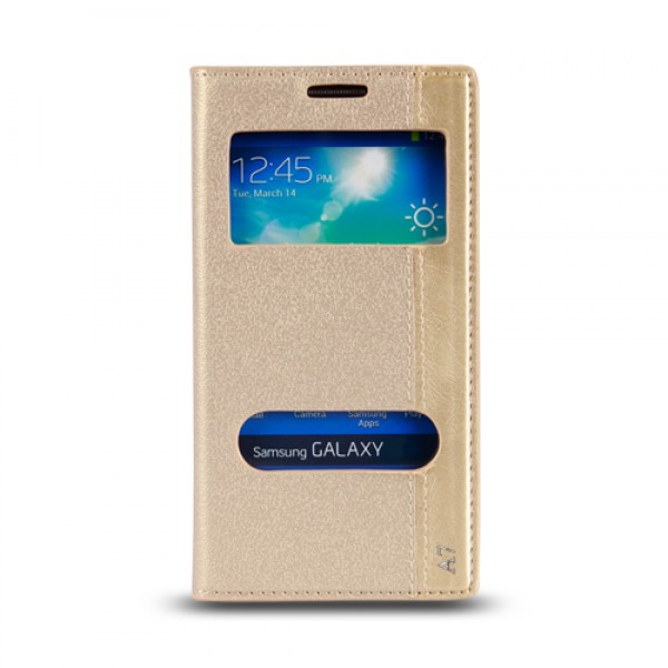 Samsung Galaxy A7 (A700) Gizli Mıknatıslı Pencereli Magnum Kılıf Gold…