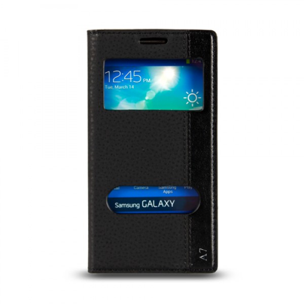 Samsung Galaxy A7 (A700) Gizli Mıknatıslı Pencereli Magnum Kılıf Siya…
