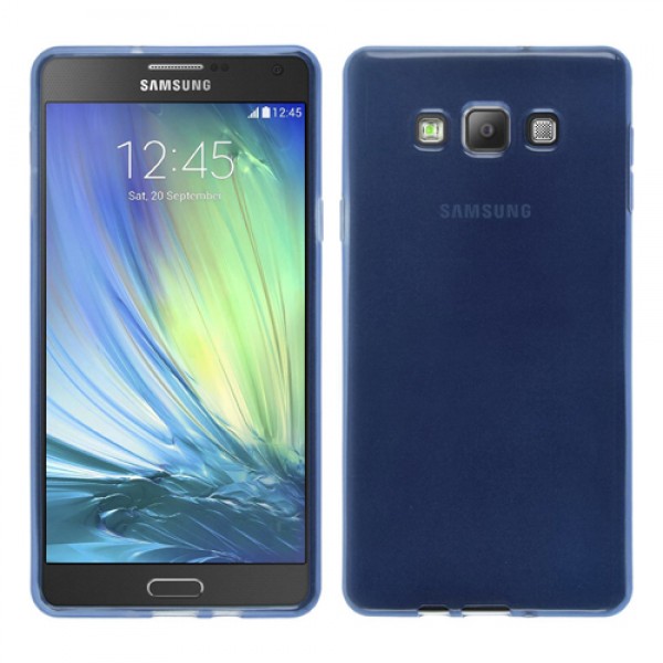 Samsung Galaxy A7 (A700) Kılıf Soft Silikon Şeffaf-Mavi Arka K…