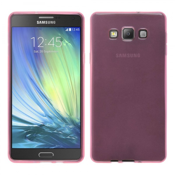 Samsung Galaxy A7 (A700) Kılıf Soft Silikon Şeffaf-Pembe Arka …