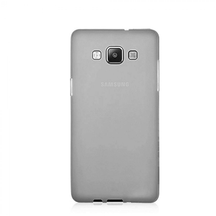 Samsung Galaxy A7 (A700) Kılıf Soft Silikon Şeffaf-Siyah Arka Kapak