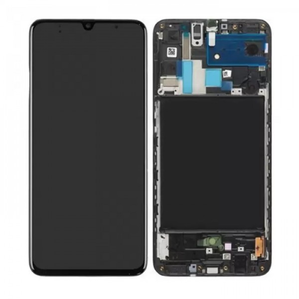 Samsung Galaxy A70 A705 LCD Ekran Dokunmatik Çıtalı HK Servis Orj - Siyah