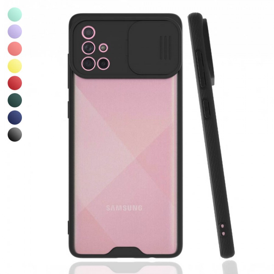 Samsung Galaxy A71 Kılıf Kamera Koruma Kapaklı Platin Matte Silikon Arka Kapak