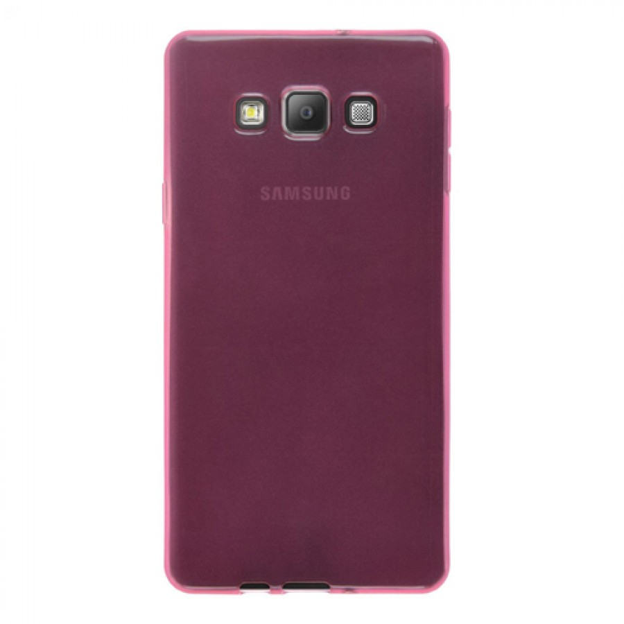 Samsung Galaxy A8 (A800) Kılıf Soft Silikon Şeffaf-Pembe Arka Kapak