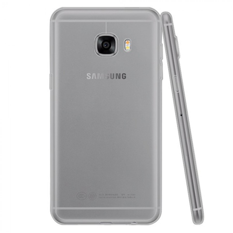 Samsung Galaxy C5 (C5000) Kılıf Soft Silikon Şeffaf-Siyah Arka Kapak