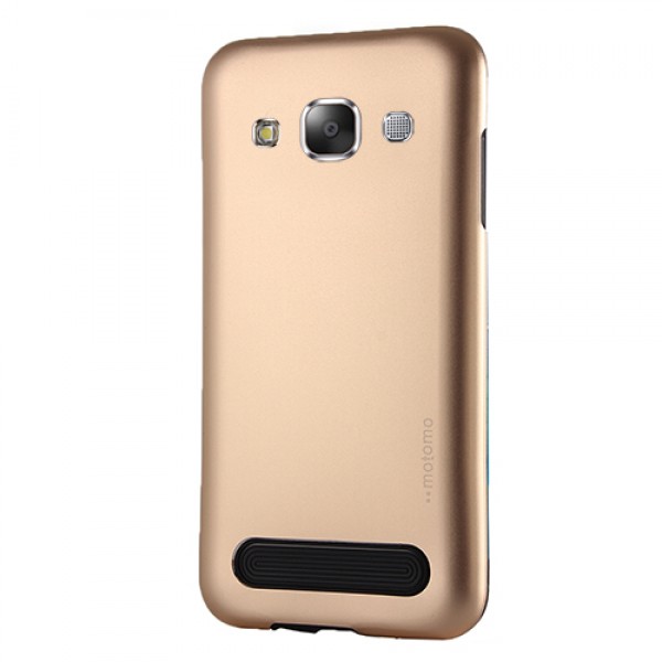 Samsung Galaxy E5 New Motomo Metal TPU Arka Kapak Gold…