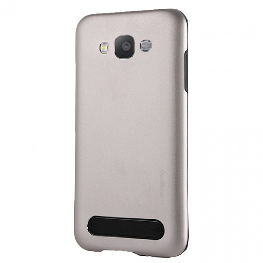 Samsung Galaxy E5 New Motomo Metal TPU Arka Kapak Silver