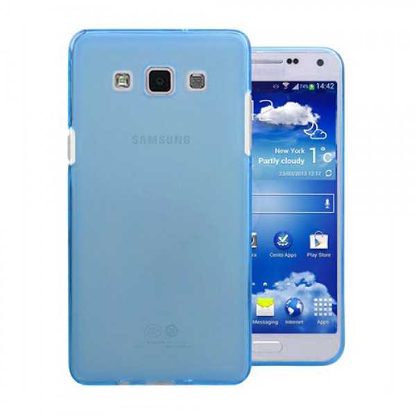 Samsung Galaxy E7 (E700) Kılıf Soft Silikon Şeffaf-Mavi Arka K…