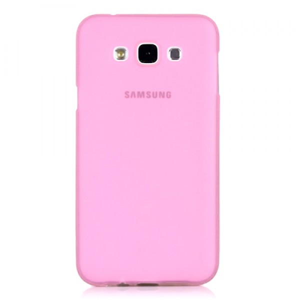 Samsung Galaxy E7 (E700) Kılıf Soft Silikon Şeffaf-Pembe Arka …