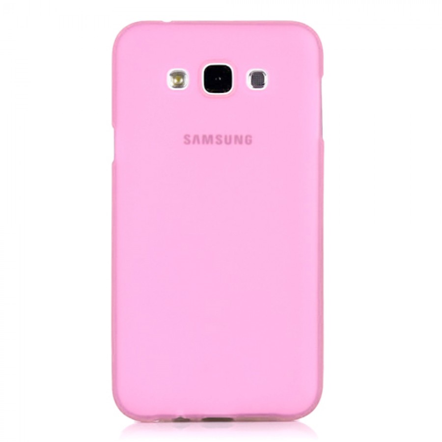 Samsung Galaxy E7 (E700) Kılıf Soft Silikon Şeffaf-Pembe Arka Kapak