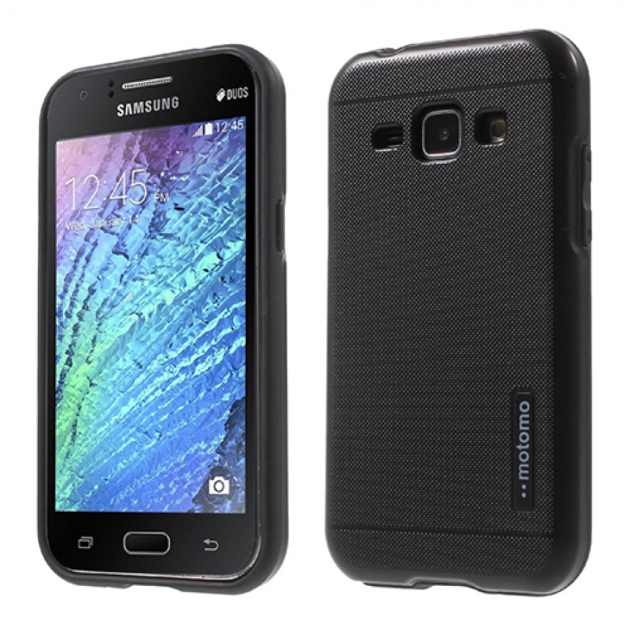 Samsung Galaxy J1 Ace Kılıf Motomo Sert Arka Kapak Siyah