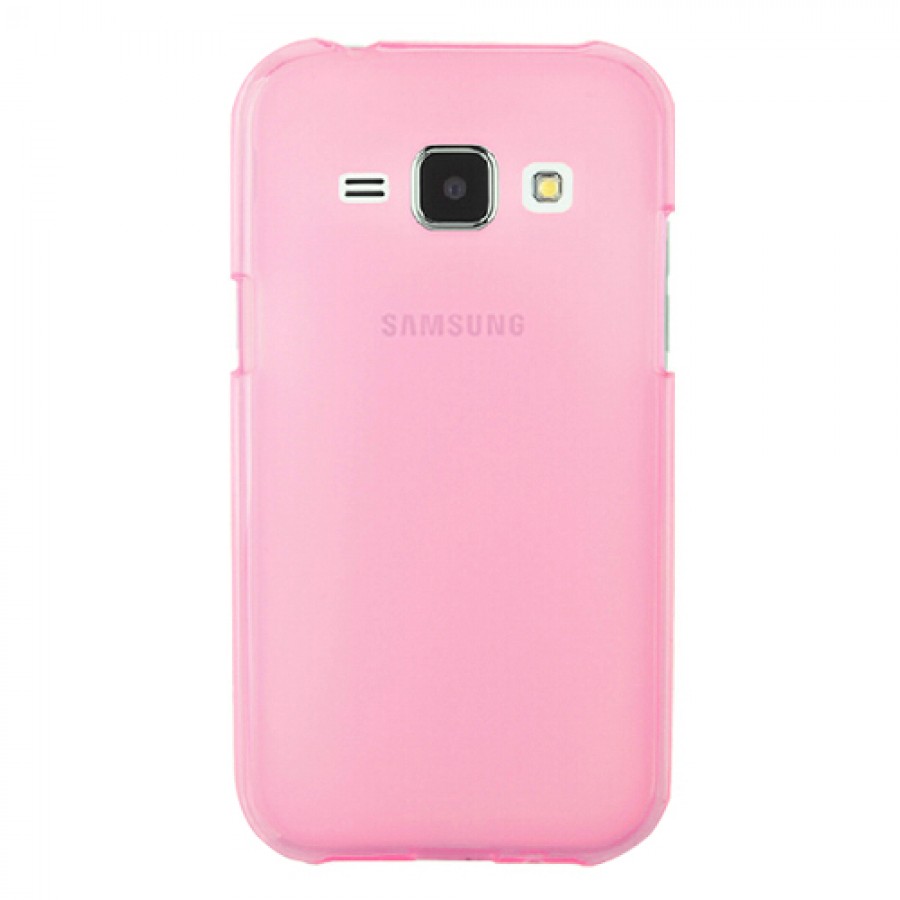 Samsung Galaxy J1 (J100) Kılıf Soft Silikon Şeffaf-Pembe Arka Kapak