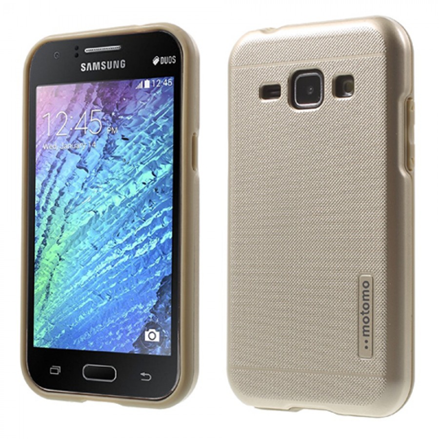 Samsung Galaxy J1 Kılıf Motomo Sert Arka Kapak Gold