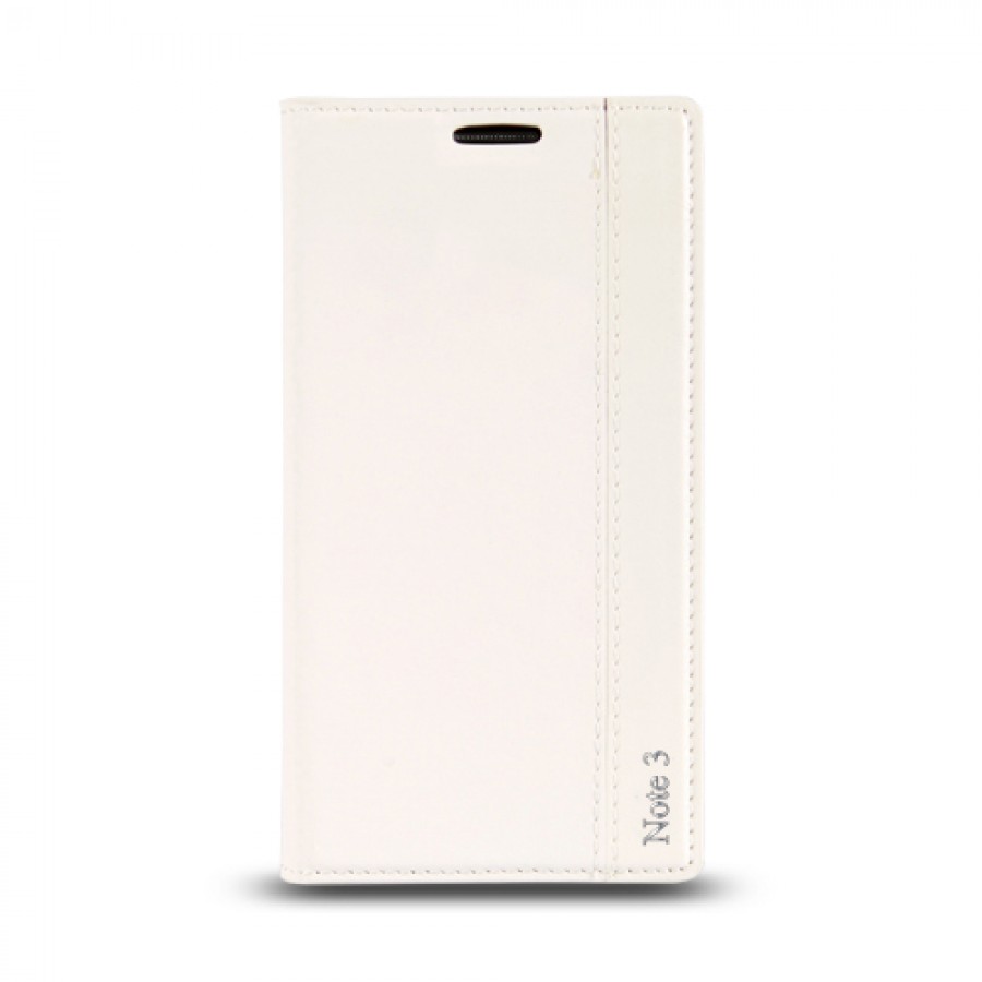 Samsung Galaxy Note 3 (N9000) Gizli Mıknatıslı Premium Pencereli Magnum Kılıf Beyaz