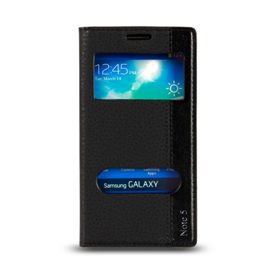 Samsung Galaxy Note 5 EDGE Gizli Mıknatıslı Pencereli Magnum Kılıf Siyah