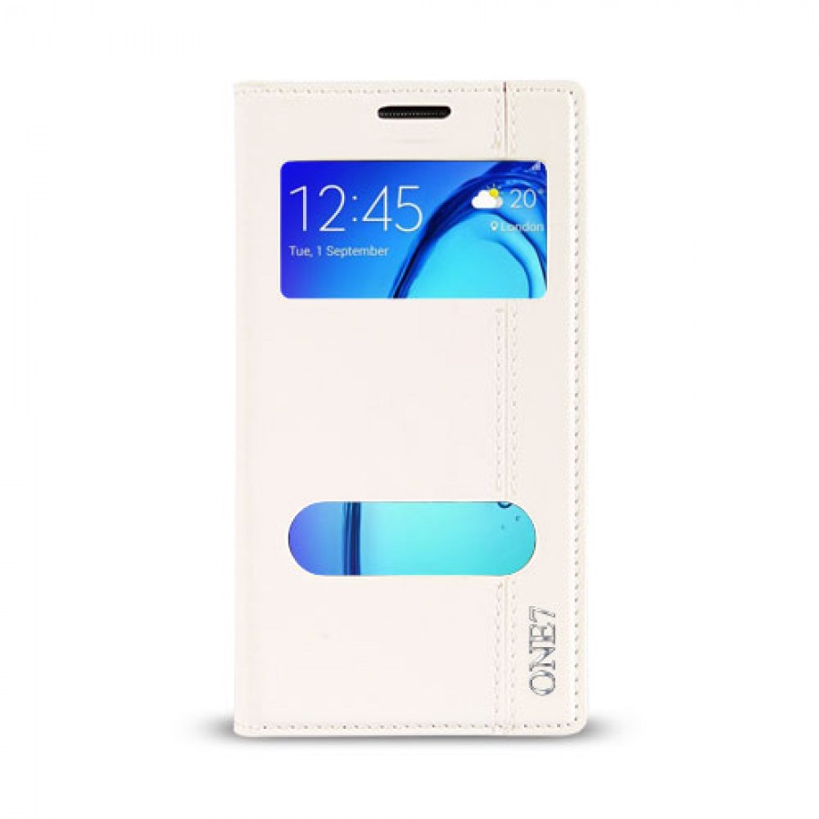 Samsung Galaxy On7 (G600) Gizli Mıknatıslı Pencereli Magnum Kılıf Beyaz