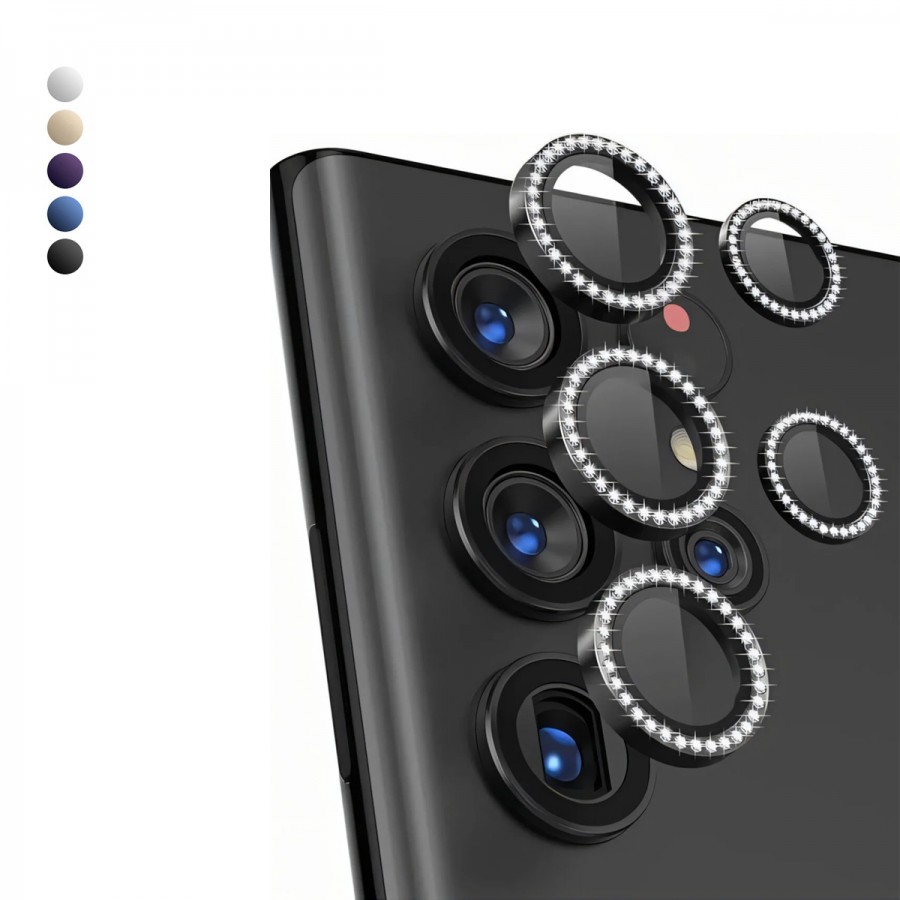 Samsung Galaxy S25 Ultra Taşlı Metal Kamera Lens Koruyucu Set